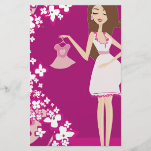 brunette pregnant woman stationery