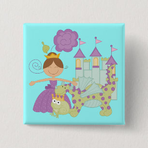 Brunette Princess 15 Cm Square Badge