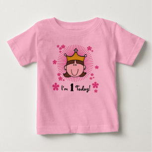 Brunette Princess 1st Birthday Baby T-Shirt