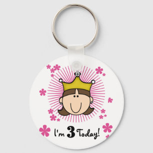 Brunette Princess 3rd Birthday Tshirts and Gifts Key Ring