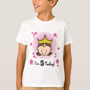 Brunette Princess 5th Birthday Tshirts and Gifts