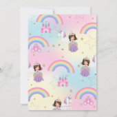 Brunette Princess and Rainbow Unicorn Birthday   Thank You Card (Back)