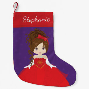 Brunette Princess Christmas Stocking