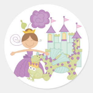 Brunette Princess Classic Round Sticker