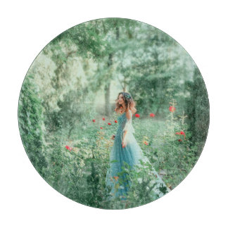 Brunette Princess: Fairy Forest Watercolor Cutting Board