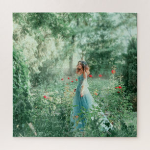 Brunette Princess: Fairy Forest Watercolor Jigsaw Puzzle