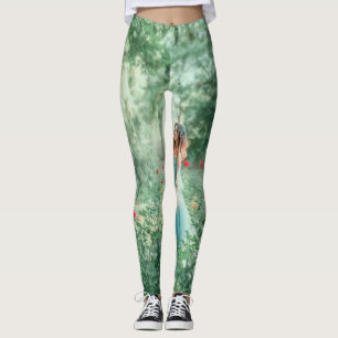 Brunette Princess: Fairy Forest Watercolor Leggings