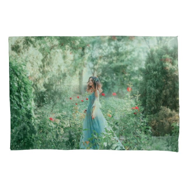 Brunette Princess: Fairy Forest Watercolor Pillowcase (Front)