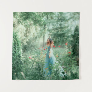 Brunette Princess: Fairy Forest Watercolor Tapestry
