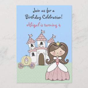 Brunette Princess Fairy Tale Birthday Invitation