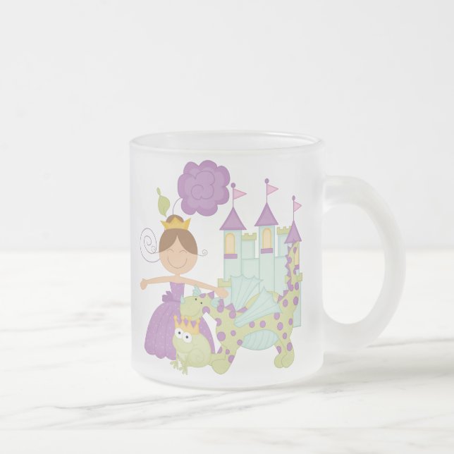 Brunette Princess Frosted Glass Coffee Mug (Right)