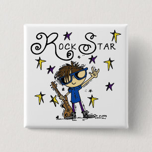 Brunette Rock Star 15 Cm Square Badge