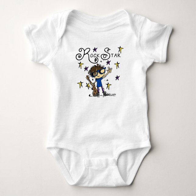 Brunette Rock Star Baby Bodysuit (Front)