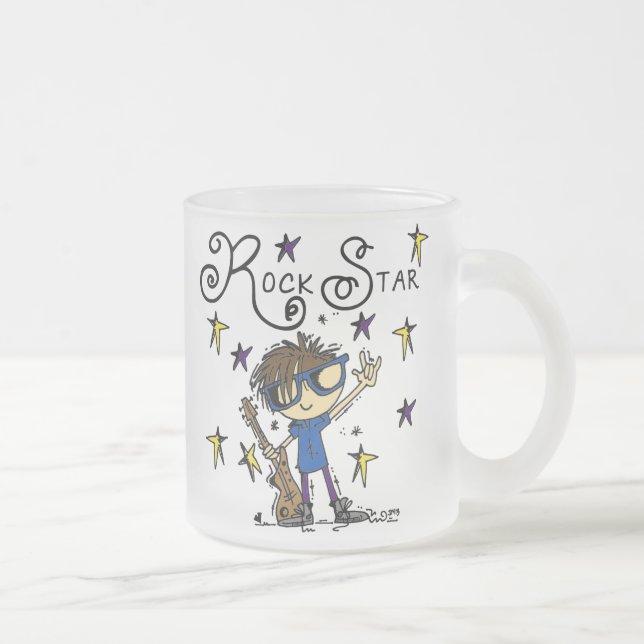 Brunette Rock Star Frosted Glass Coffee Mug (Right)