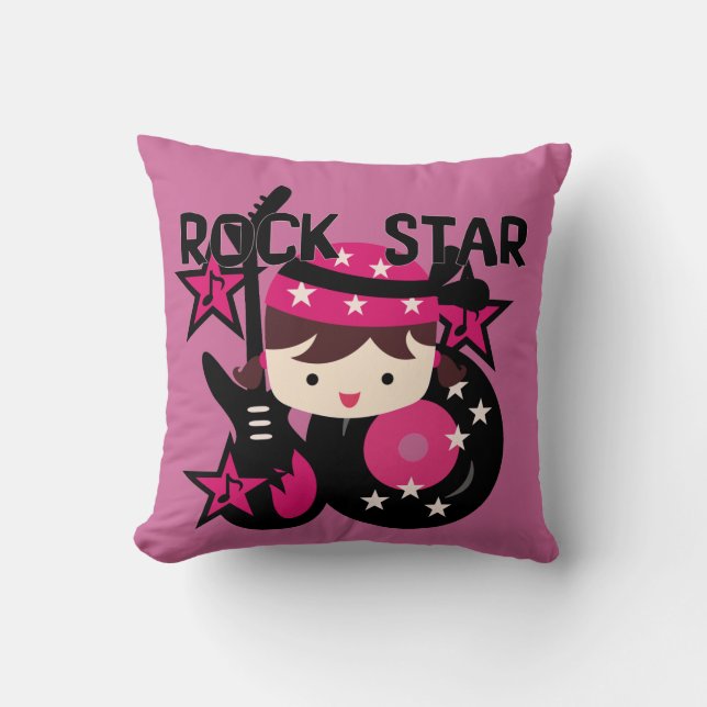 Brunette Rock Star Girl Cushion (Front)
