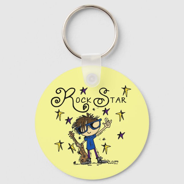 Brunette Rock Star Key Ring (Front)
