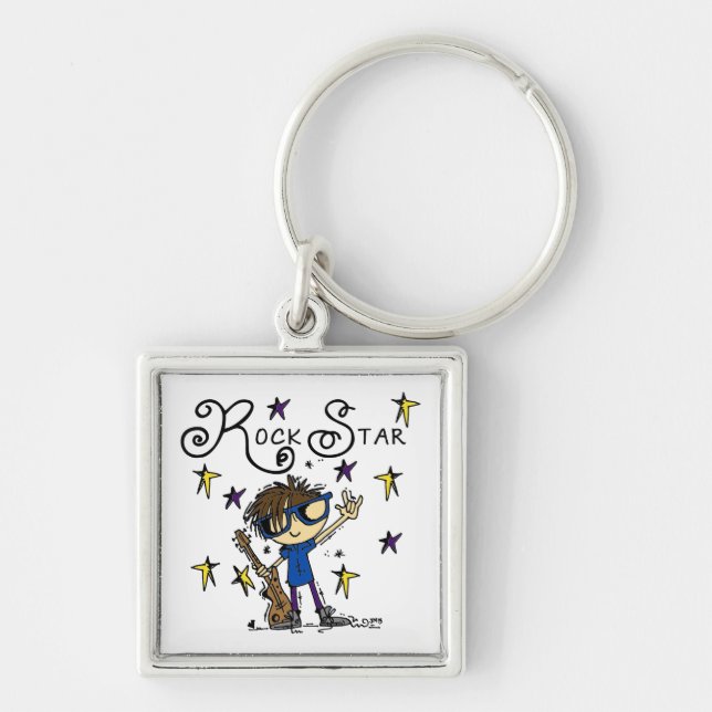 Brunette Rock Star Key Ring (Front)