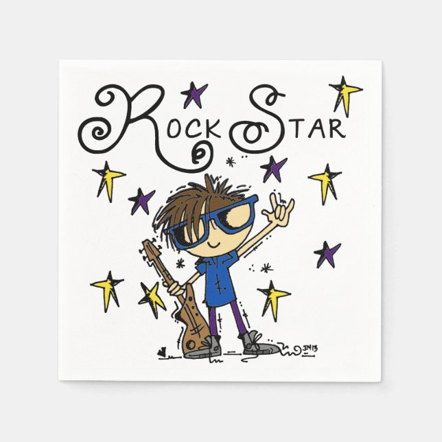 Brunette Rock Star Napkin (Front)