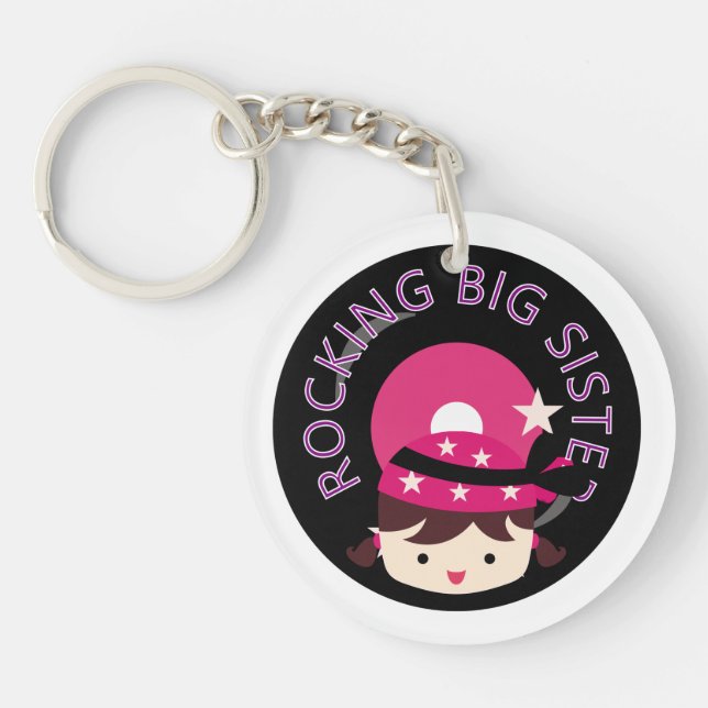 Brunette Rocking Big Sister Key Ring (Front)