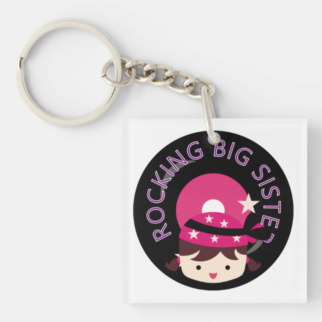 Brunette Rocking Big Sister Key Ring (Front)