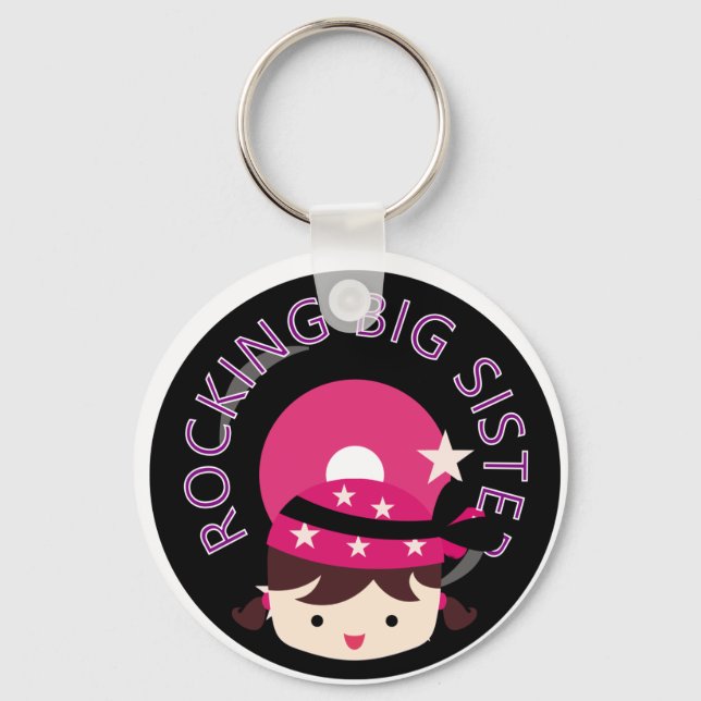 Brunette Rocking Big Sister Key Ring (Front)