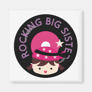 Brunette Rocking Big Sister Magnet