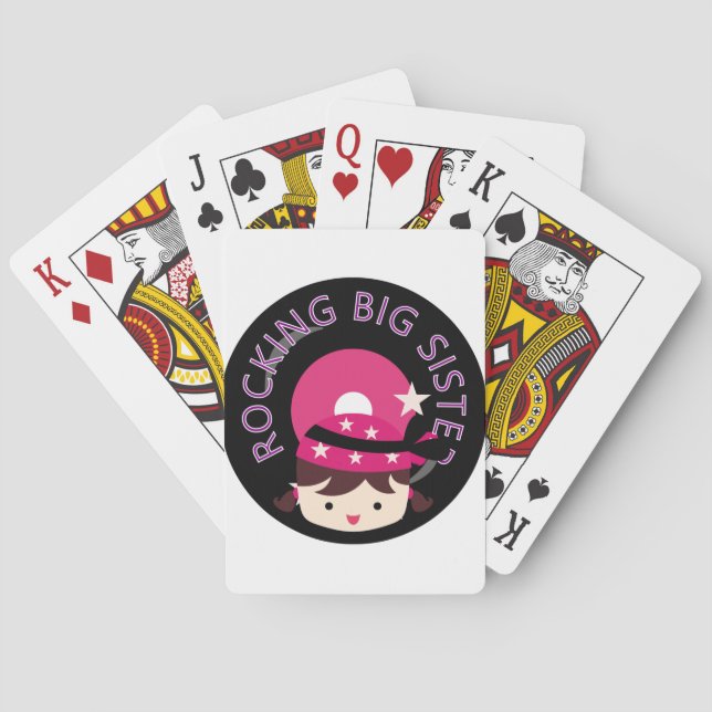 Brunette Rocking Big Sister Playing Cards (Back)