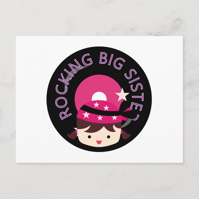 Brunette Rocking Big Sister Postcard (Front)