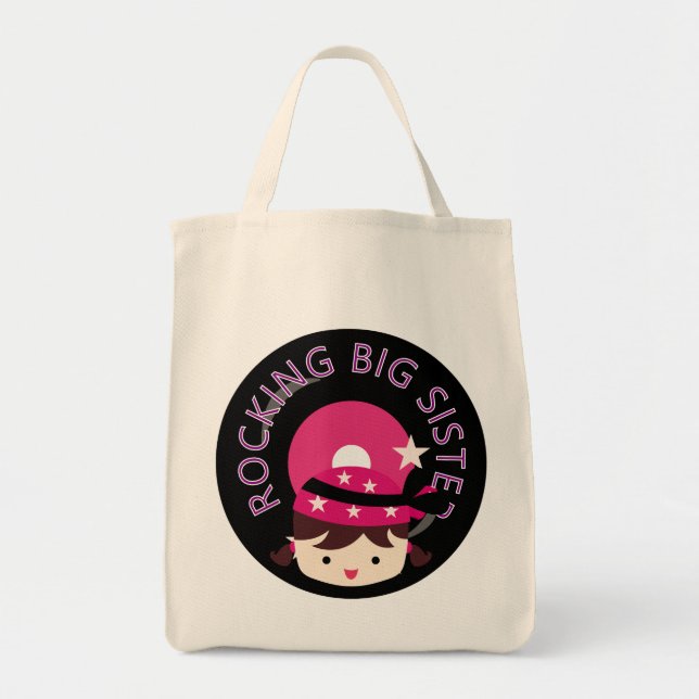 Brunette Rocking Big Sister Tote Bag (Front)