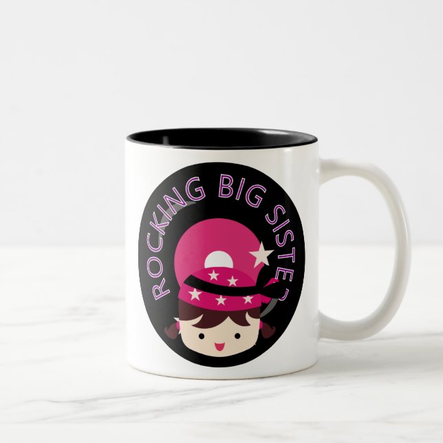 Brunette Rocking Big Sister Two-Tone Coffee Mug (Right)