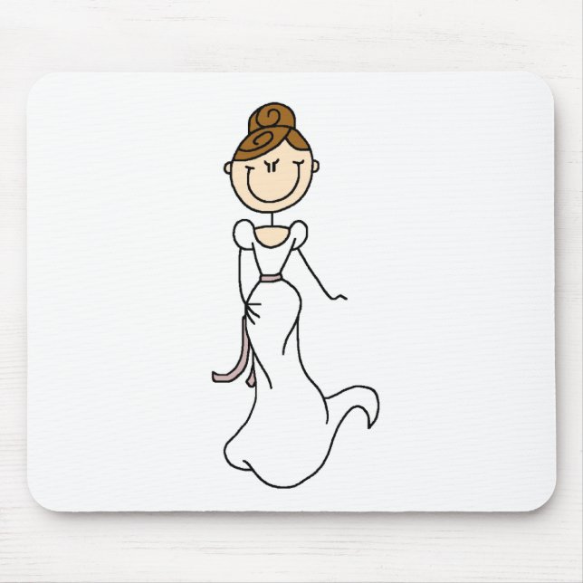 Brunette Stick Figure Bride Mousepad (Front)