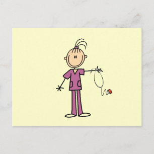 Brunette Stick Figure Nurse Postcard