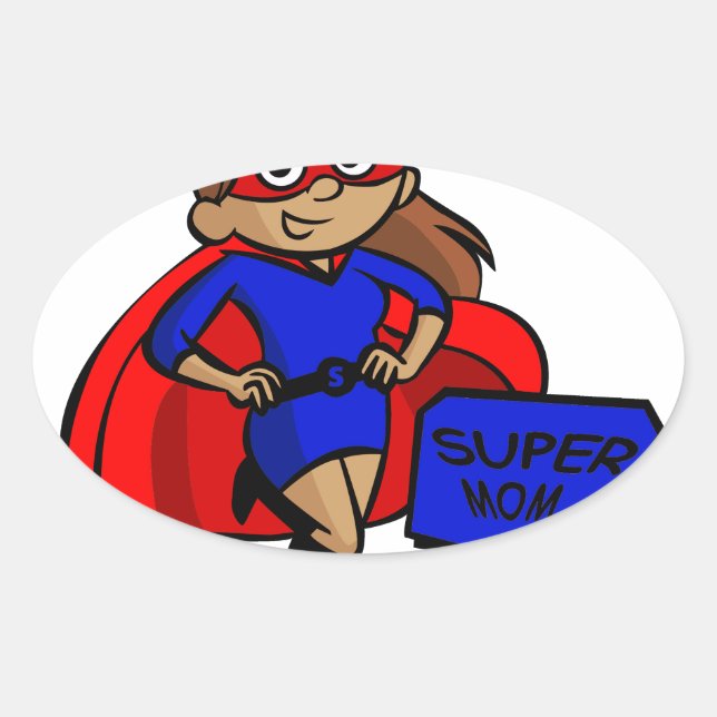 brunette super mum oval sticker (Front)