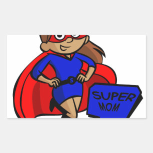 brunette super mum rectangular sticker