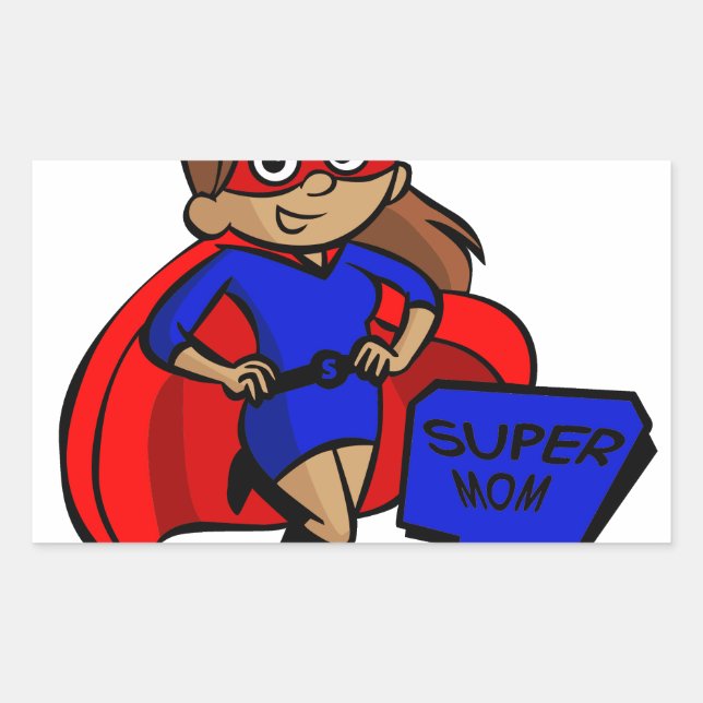 brunette super mum rectangular sticker (Front)