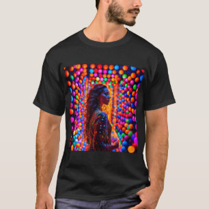Brunette with glowing neon spheres T-Shirt