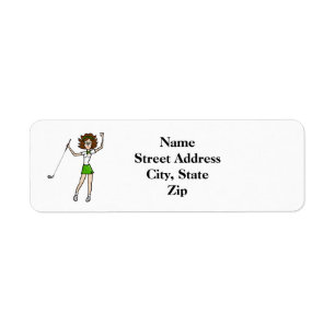 Brunette Woman Golfer Return Address Label