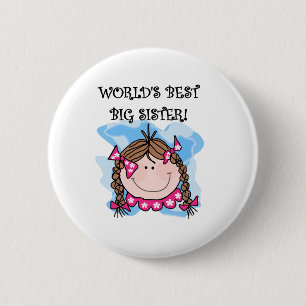 Brunette World's Best Big Sister 6 Cm Round Badge