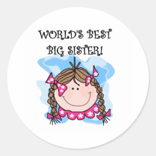 Brunette World's Best Big Sister Classic Round Sticker