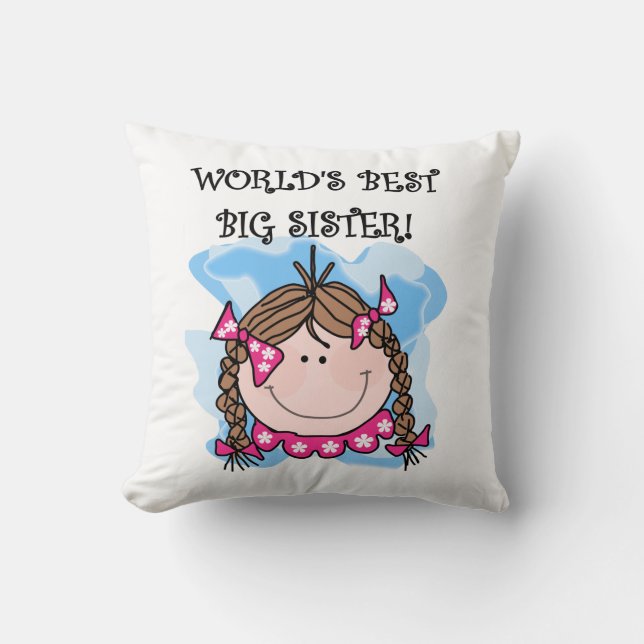 Brunette World's Best Big Sister Gifts Cushion (Front)