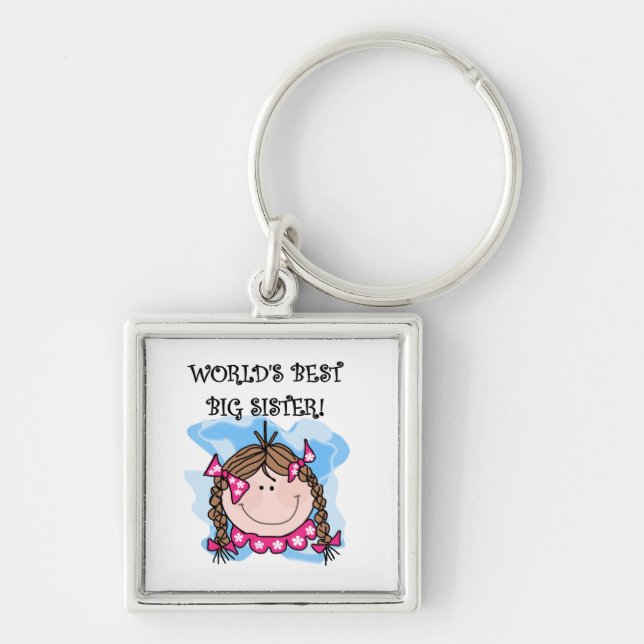 Brunette World's Best Big Sister Gifts Key Ring (Front)