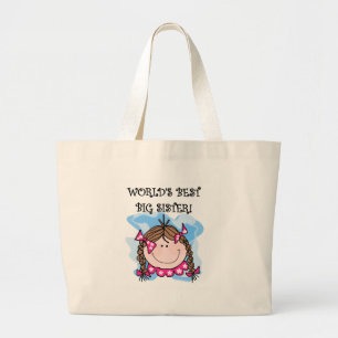 Brunette World's Best Big Sister Large Tote Bag