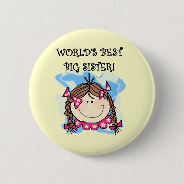 Brunette World's Best Big Sister Tshirts and Gifts 6 Cm Round Badge (Front)