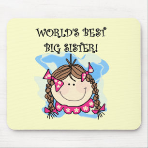 Brunette World's Best Big Sister Tshirts and Gifts Mouse Mat