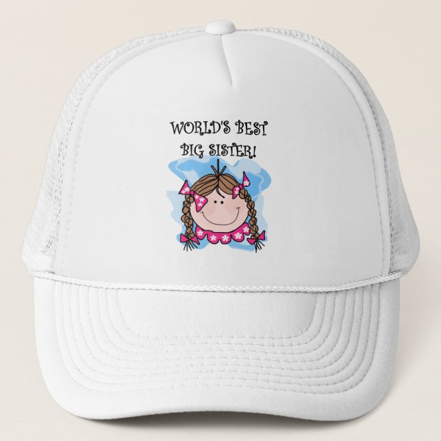Brunette World's Best Big Sister Tshirts and Gifts Trucker Hat (Front)