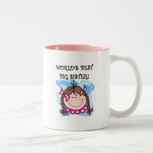 Brunette World's Best Big Sister Tshirts and Gifts Two-Tone Coffee Mug (Right)