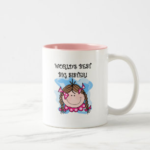 Brunette World's Best Big Sister Tshirts Two-Tone Coffee Mug