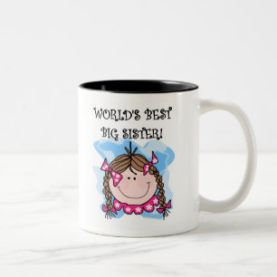 Brunette World's Best Big Sister Two-Tone Coffee Mug