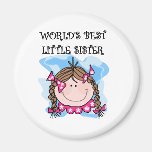 Brunette World's Best Little Sister Tshirts Magnet