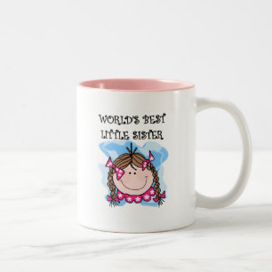 Brunette World's Best Little Sister Tshirts Two-Tone Coffee Mug